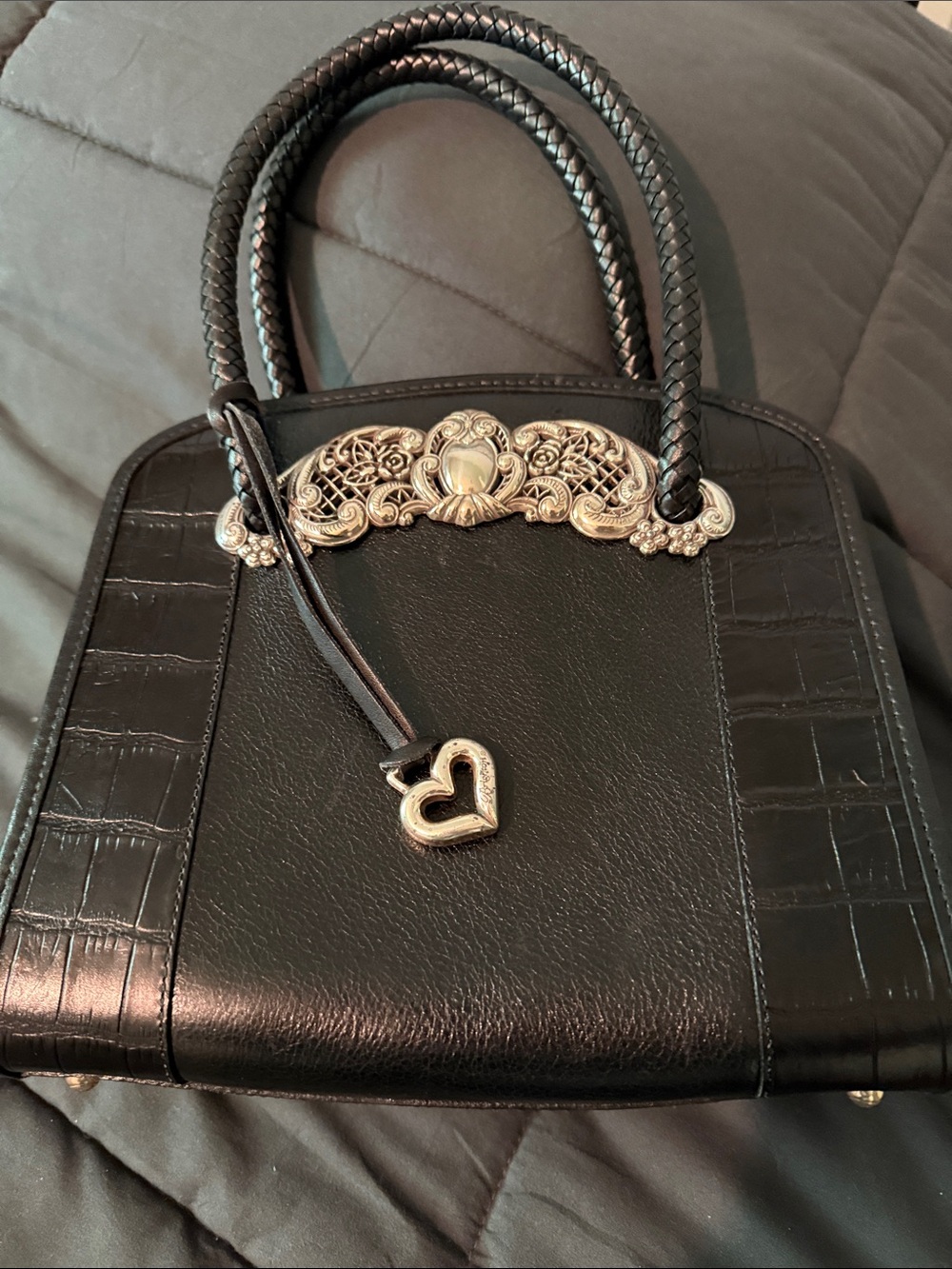 Brighton “Chantilly” Black Leather Top-Handle Satchel - Picture 14 of 15